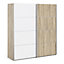 Verona Sliding Wardrobe 180cm in Oak with White and Oak doors with 2 Shelves