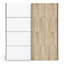 Verona Sliding Wardrobe 180cm in Oak with White and Oak doors with 2 Shelves
