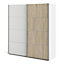 Verona Sliding Wardrobe 180cm in White with White and Oak doors with 5 Shelves