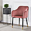 Verona Velvet Dining Chair Single, Pink/Gold
