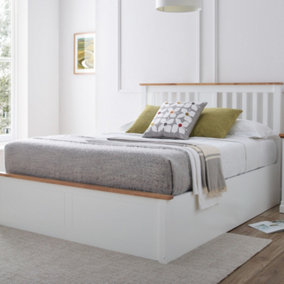 Verona White Wooden Ottoman Storage Bed - King Size 5ft Bed Frame Only