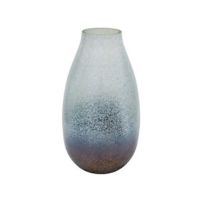 Verre Snowdrop Atlantic Blue Frosted Vase H25Cm W32Cm