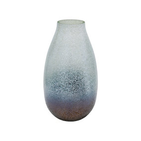 Verre Snowdrop Atlantic Blue Frosted Vase H25Cm W32Cm