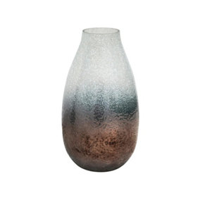 Verre Snowdrop Atlantic Blue Frosted Vase H25Cm W32Cm