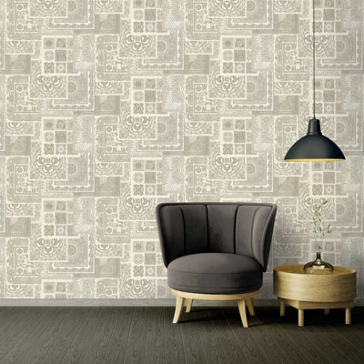 VERSACE HOME 壁紙 dish cream white gloss 70cm×10m｜関送無料 Versace Les Etoiles De la Mer Dish 10m x 70cm Wallpaper