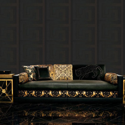 Versace Greek Key Wallpaper 10m x 70cm - Black 93523-4 