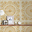 Versace Heritage Tile Panel Wallpaper - Cream and Gold - 37055-2 - 10m x 70cm