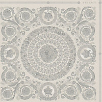 Versace Heritage Tile Panel Wallpaper - Grey and Silver - 37055-5 - 10m x 70cm