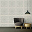 Versace Heritage Tile Panel Wallpaper - Grey and Silver - 37055-5 - 10m x 70cm