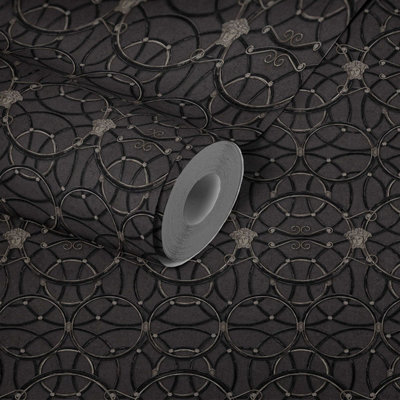 Versace La Scala Del Palazzo Geometric Wallpaper - Black and Silver - 37049-4 - 10m x 70cm