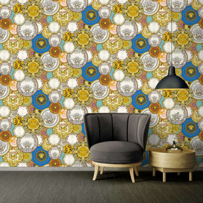 Versace Les Etoiles De la Mer Dish Wallpaper - Multi 34901-1 - 10m x 70cm