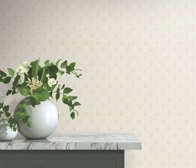 Versailles Art Deco Vinyl Non Woven Wallpaper in Cream