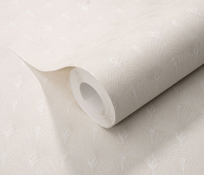 Versailles Art Deco Vinyl Non Woven Wallpaper in Cream