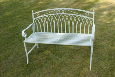 Versailles Folding Metal Garden Bench in Sage Green Finish