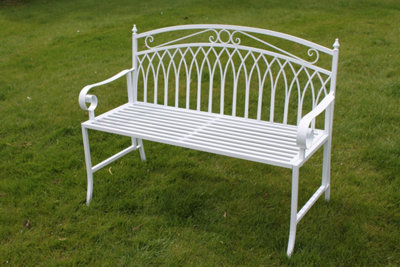 Versailles Folding Metal Garden Bench in White Finish