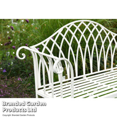 Versailles Garden Outdoor Bench in Wrought Iron (Antique White) - 3
