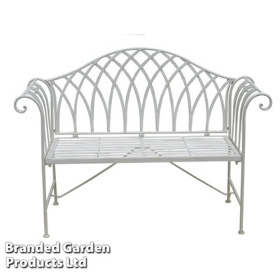 Versailles Garden Outdoor Bench in Wrought Iron (Antique White) - 4