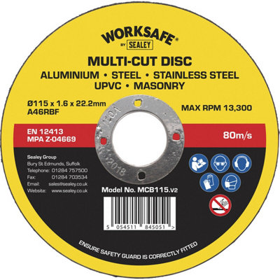 Versatile 115mm Cutting Disc for Metal, Masonry, and UPVC