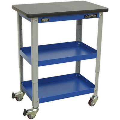 Versatile 3 Level Industrial Workshop Trolley with Adjustable Height ...