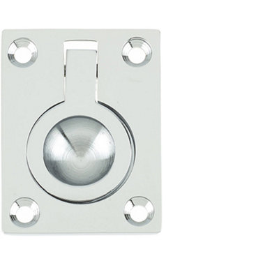 Versatile 38x50mm Polished Chrome Flush Rings for Cabinetry and Furniture - Recessed Door Handle