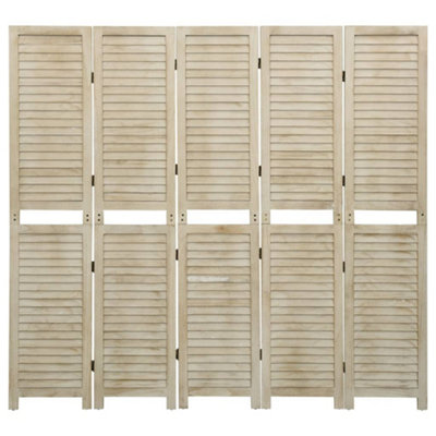 Versatile 5-Panel Room Divider 175x165 cm Solid Wood Paulownia