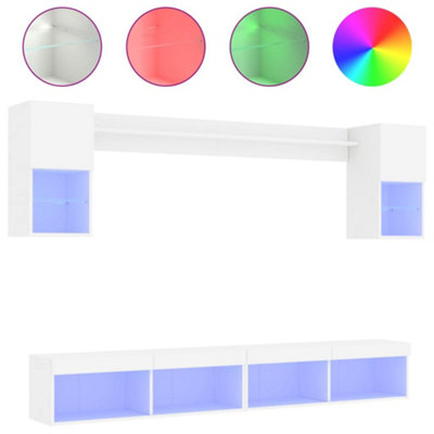 VERSATILE 6 PIECE TV WALL UNITS WITH LED WHITE ENGINEERED WOOD
