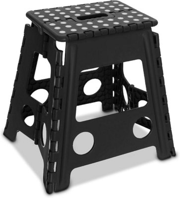 Versatile Black Folding Step Stool: Lightweight and Portable for Kitchen, Bathroom, and Bedroom Use