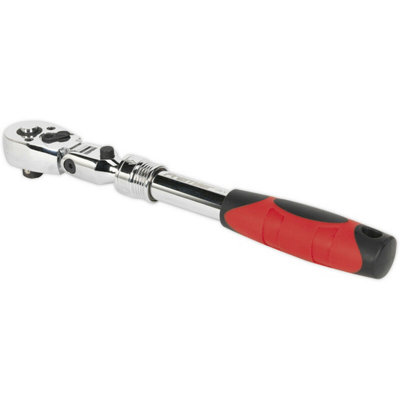 Versatile Extendable Flip Reverse Ratchet Wrench - 3/8 Inch Drive with Locking Flexi-Head