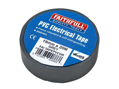 Versatile Faithfull Grey PVC Electrical Tape 19mm x 20m for Home and Office Projects