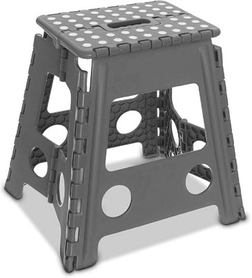 Versatile Grey Folding Step Stool: Lightweight and Portable for Kitchen ...