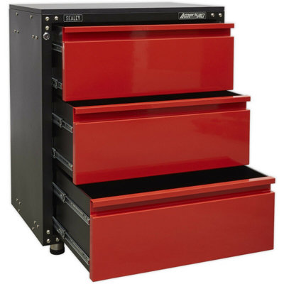 Versatile Modular 3 Drawer Cabinet with Worktop and Ball Bearing Slides for Garage Storage