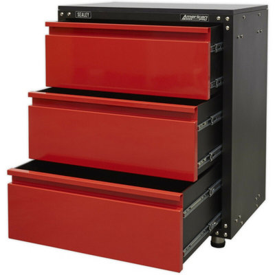 Versatile Modular 3 Drawer Cabinet with Worktop and Ball Bearing Slides for Garage Storage