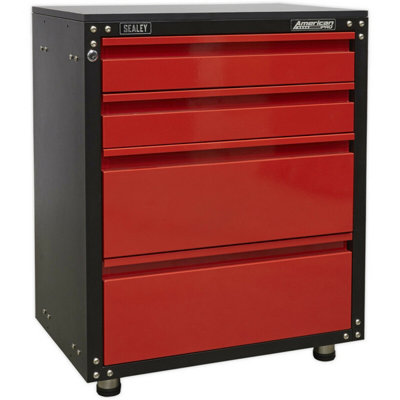 Versatile Modular 4 Drawer Storage Cabinet with Worktop and Ball Bearing Slides