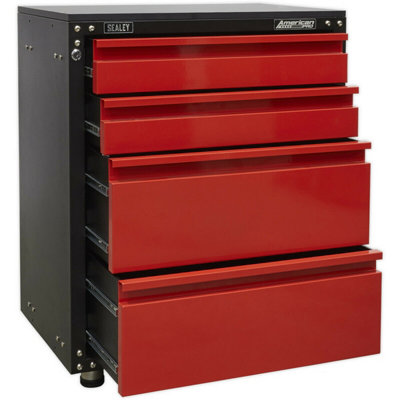 Versatile Modular 4 Drawer Storage Cabinet with Worktop and Ball Bearing Slides