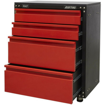 Versatile Modular 4 Drawer Storage Cabinet with Worktop and Ball Bearing Slides