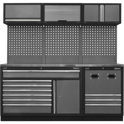 Versatile Modular Garage Storage System with Stainless Steel Worktop ...