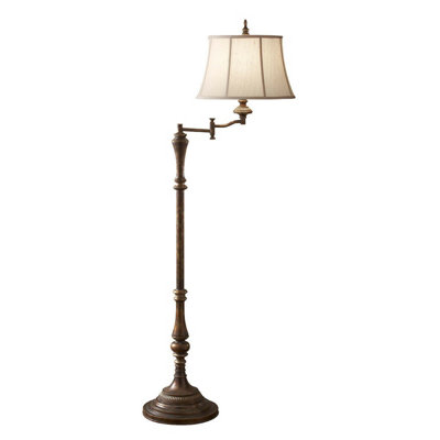 Versatile Multi-Directional Floor Lamp with Desert Linen Fabric and LED Bulb