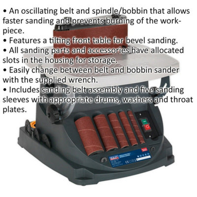 Versatile Oscillating Belt and Spindle Sander with 450W Motor and Adjustable Table