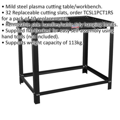 Versatile Plasma Cutting Table Workbench with Replaceable Slats and 113kg Capacity