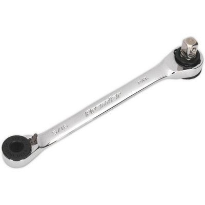 Versatile Reversible Ratchet Spanner with 1/4" Sq Drive Adaptor for 1/4" & 5/16" Hex Drive