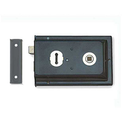 Versatile Reversible Rim Lock 152x102mm in Sleek Black Finish - Door Lock