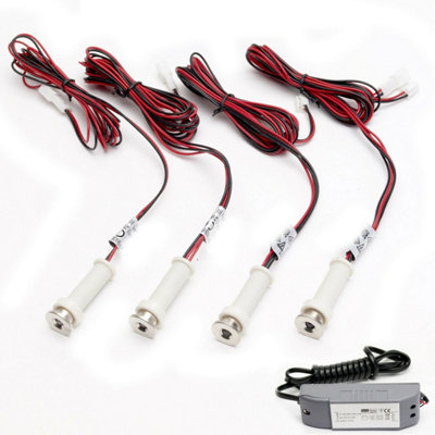 Versatile Round LED Plinth Light Kit with 4 Cool White Spotlights for Kitchen and Bathroom