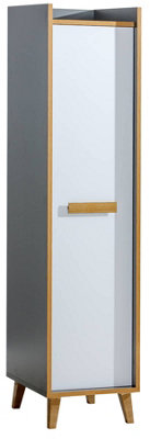 Versatile Slimline Storage Cabinet - Werso W2, Anthracite & Oak Riviera, H1952mm W473mm D550mm