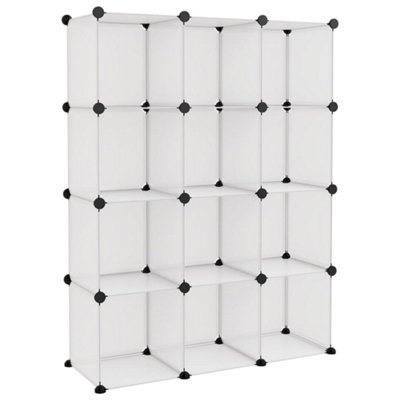 Versatile Storage Cube Organiser with 12 Cubes Transparent PP