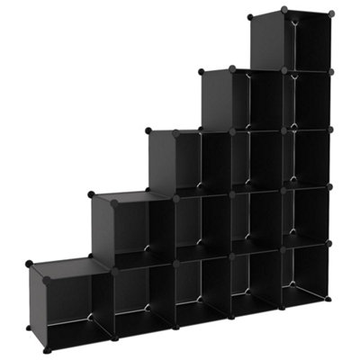 Versatile Storage Cube Organiser with 15 Cubes Black PP