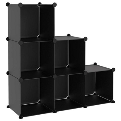 Versatile Storage Cube Organiser with 6 Cubes Black PP