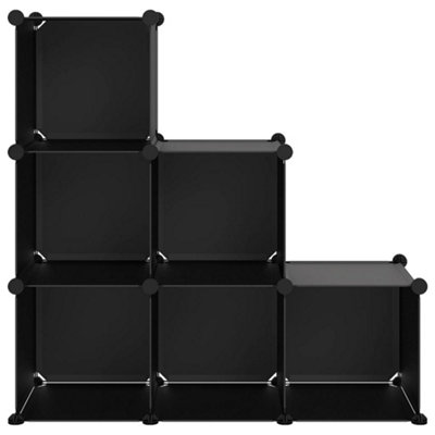 Versatile Storage Cube Organiser with 6 Cubes Black PP