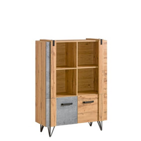 Versatile Storage Masterpiece: Lofter Sideboard Cabinet, Oak Wotan & Concrete, H1370mm W901mm D413mm