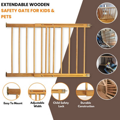 Versatile Wooden Baby Gate - Extendable Stair Gates 28.3-48'' (72-122cm) - Ideal for Babies and Dogs - Multi-Purpose Safety Gate