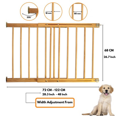 Versatile Wooden Baby Gate - Extendable Stair Gates 28.3-48'' (72-122cm) - Ideal for Babies and Dogs - Multi-Purpose Safety Gate - 3
